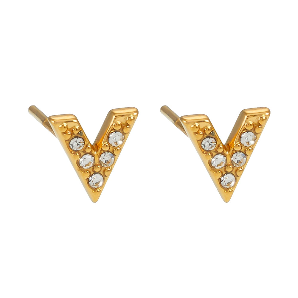ALIVALDA Or : Mini clous d'oreilles en zircone (CZ) en forme de 'V'