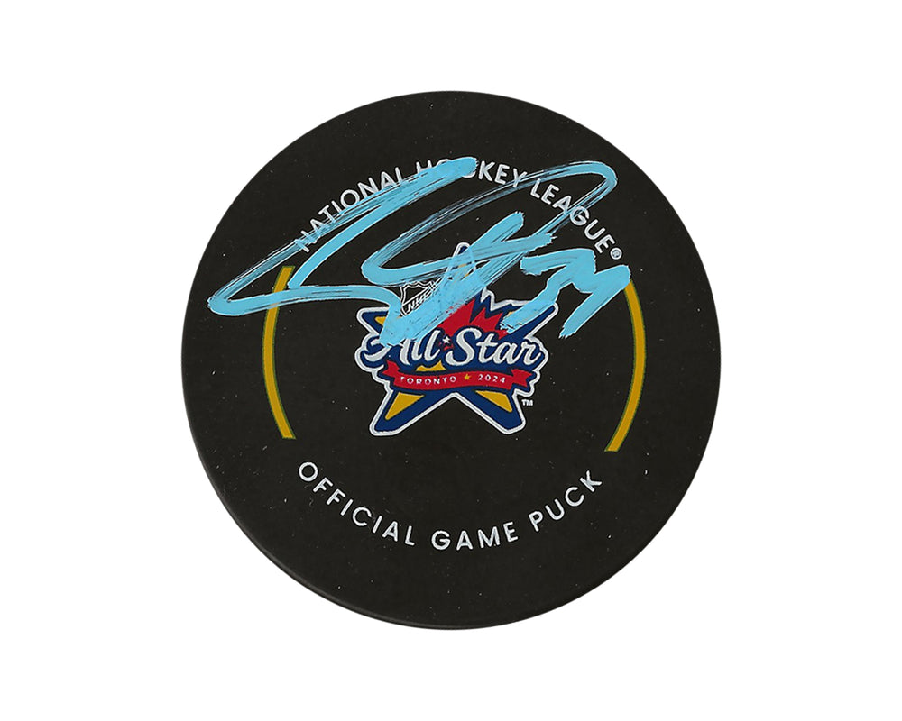 Palet officiel du Match des Étoiles 2024 autographié par Auston Matthews