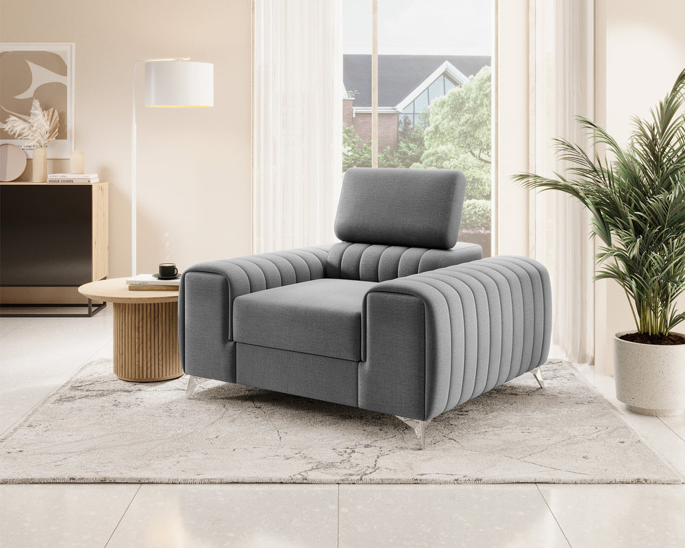 Fauteuil d'appoint moderne Laurence - Gris pâle