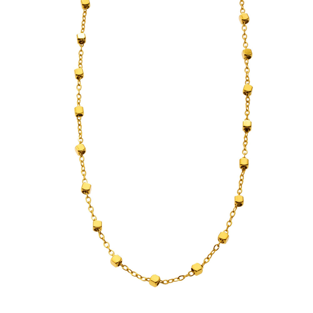 AUREOLE Or : Chaîne essentielle quotidienne avec perles carrées délicates