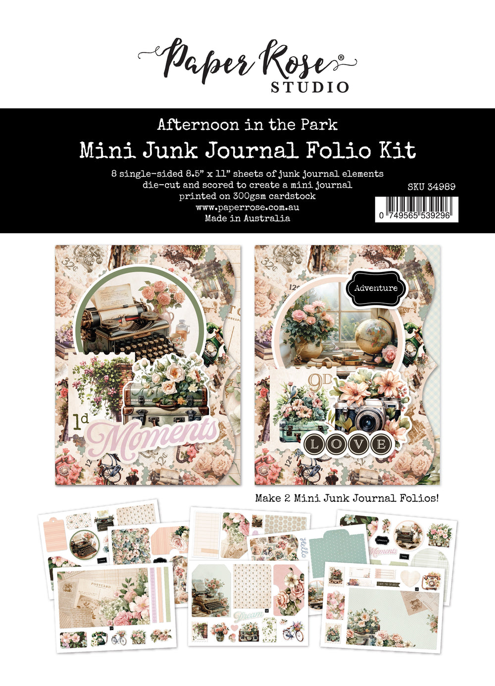 Afternoon in the Park 8.5" x 11" Mini Junk Journal Folio Kit 34989 — Ecstasy Crafts