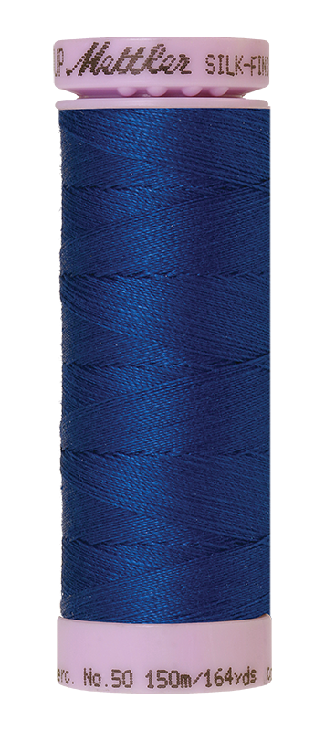 Fil de coton uni Mettler Silk-finish 50wt 164 vg/150 m bleu marine royal