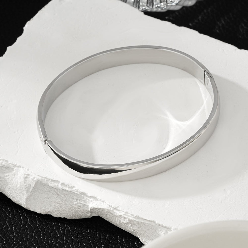 BAKOVAN : Bracelet jonc argenté largeur moyenne pour hommes et femmes