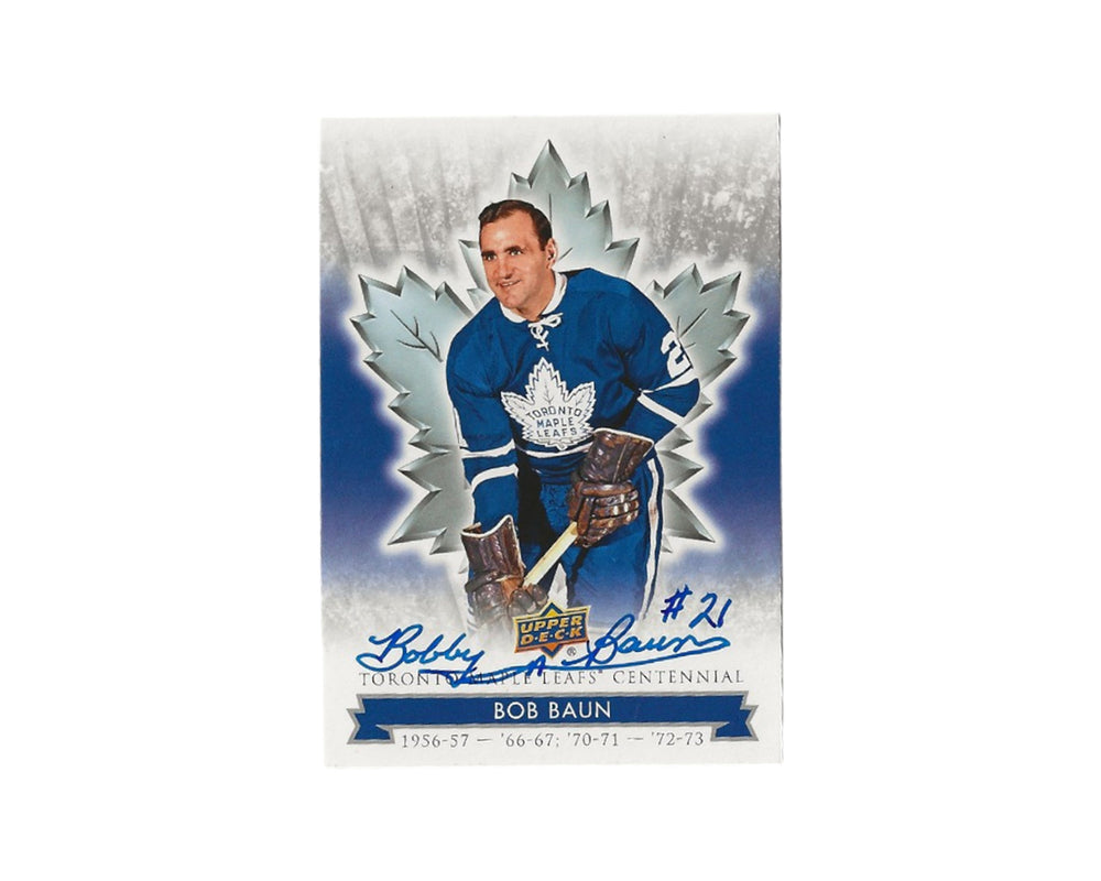 Carte de hockey autographiée Bobby Baun 2017 Upper Deck Toronto Maple Leafs Centennial #37