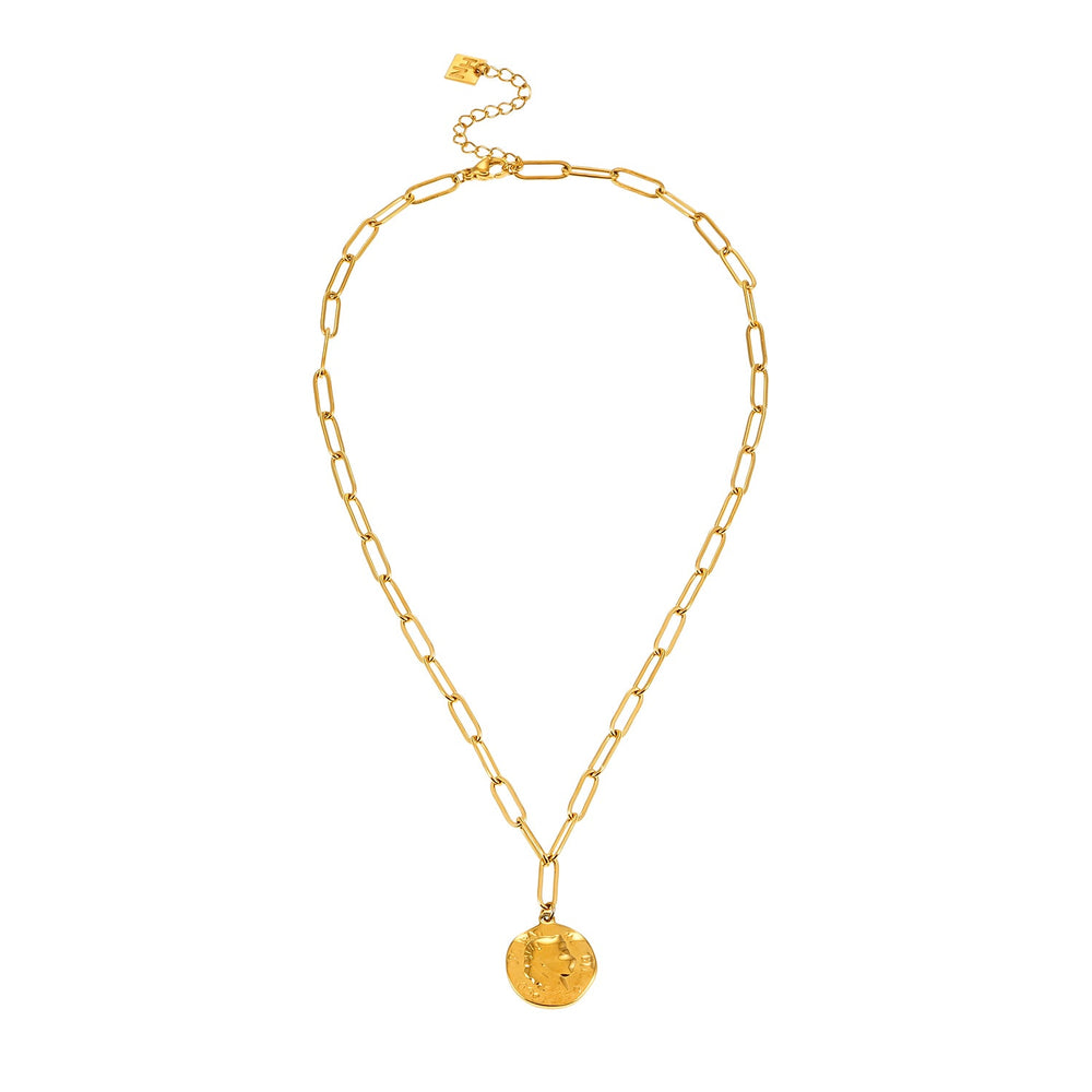 BILBAO Or : Collier avec pendentif pièce romaine.