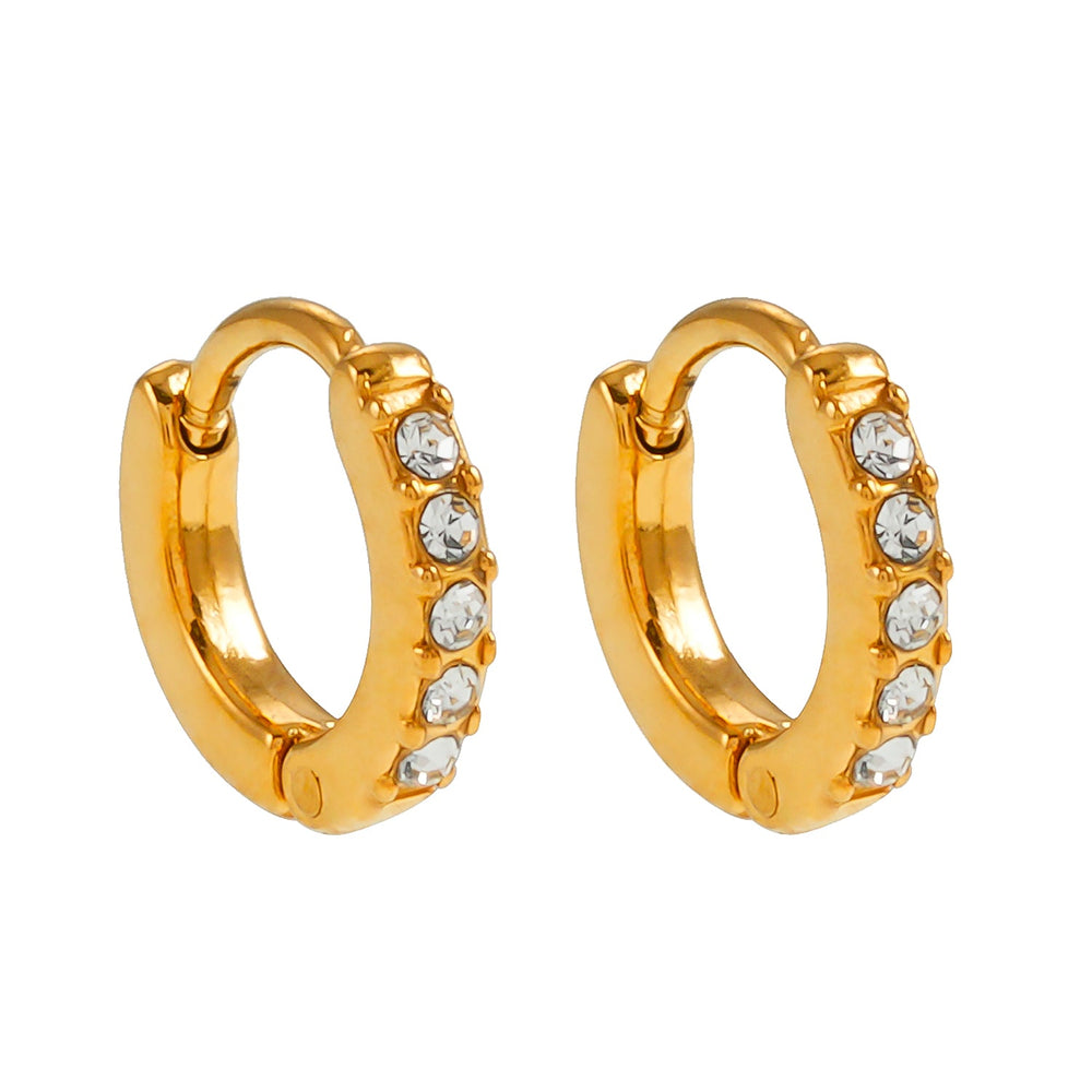BLIJDE Or : Boucles d'oreilles mini anneaux pavées de zircone cubique (CZ) à rangée unique