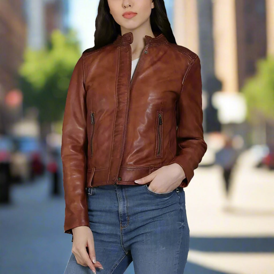 Veste en cuir d'agneau BOL Sage 1 pour femme