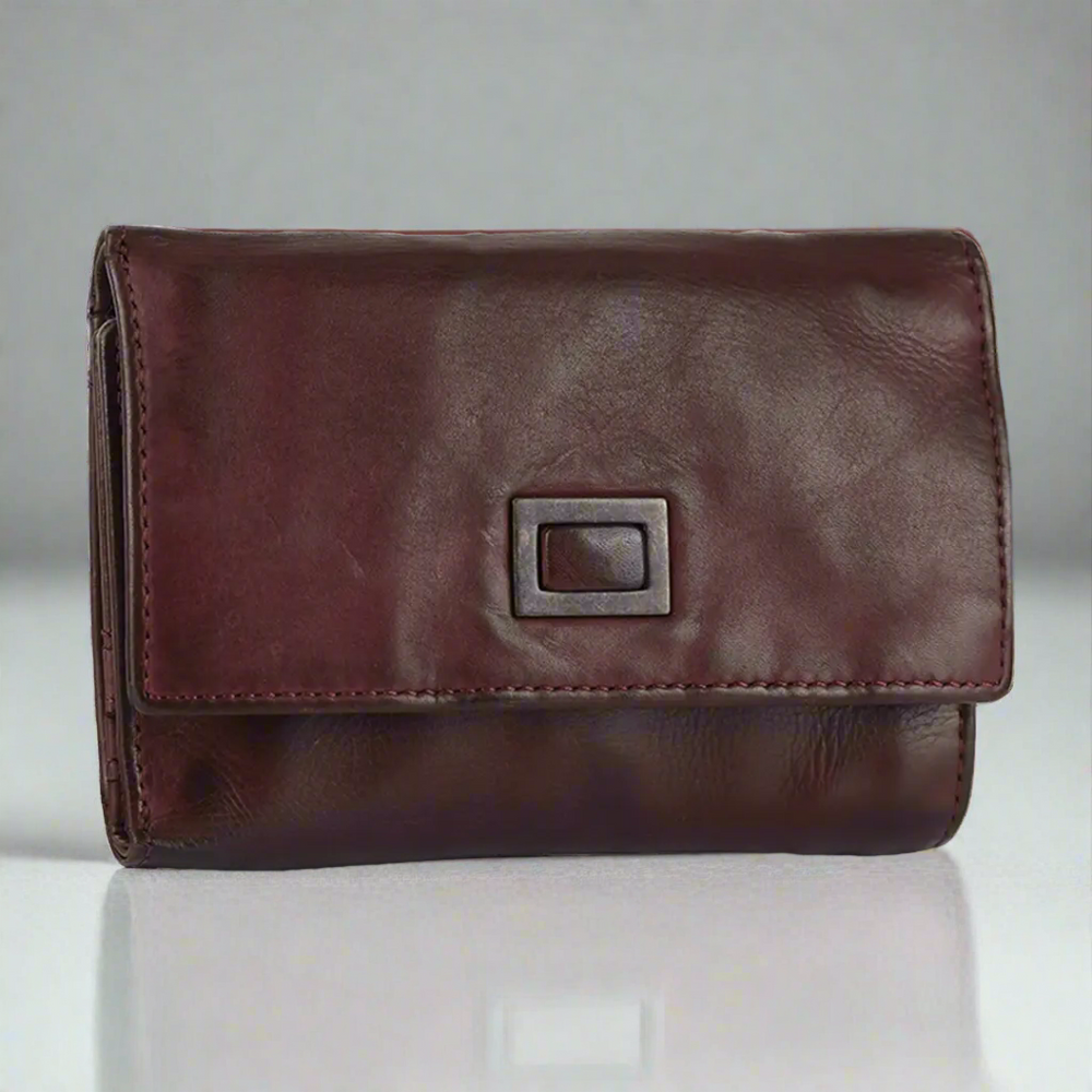 Portefeuille en cuir carré à patte MET pour femme