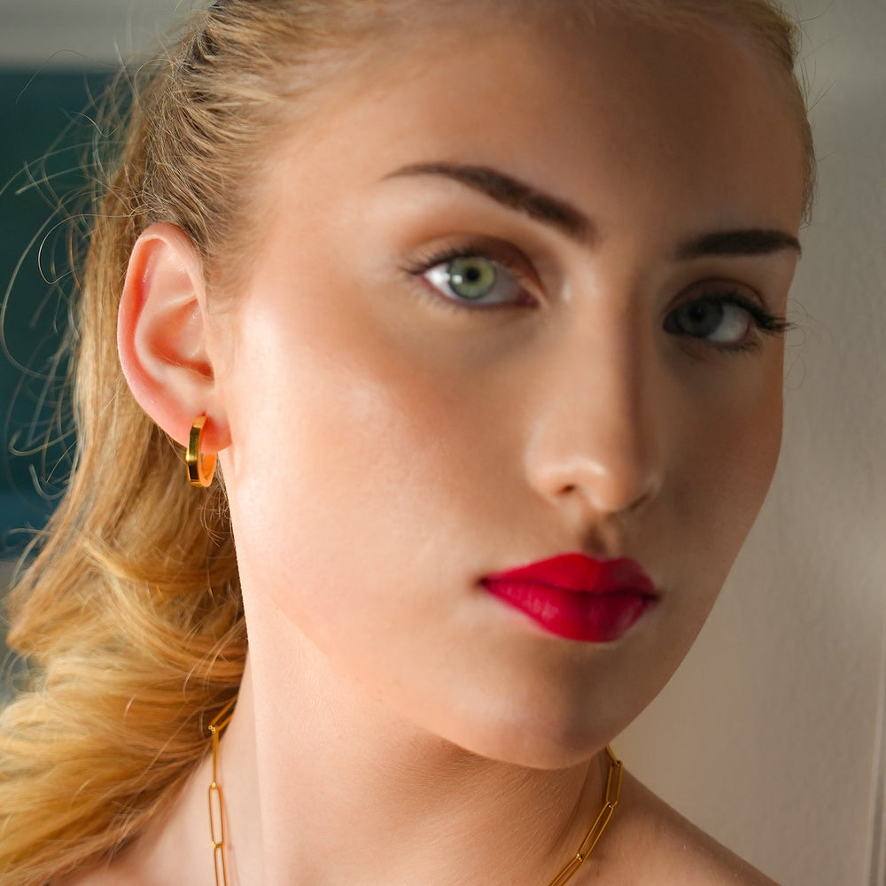 CALAU Or : Boucles d'oreilles contemporaines à motif géométrique