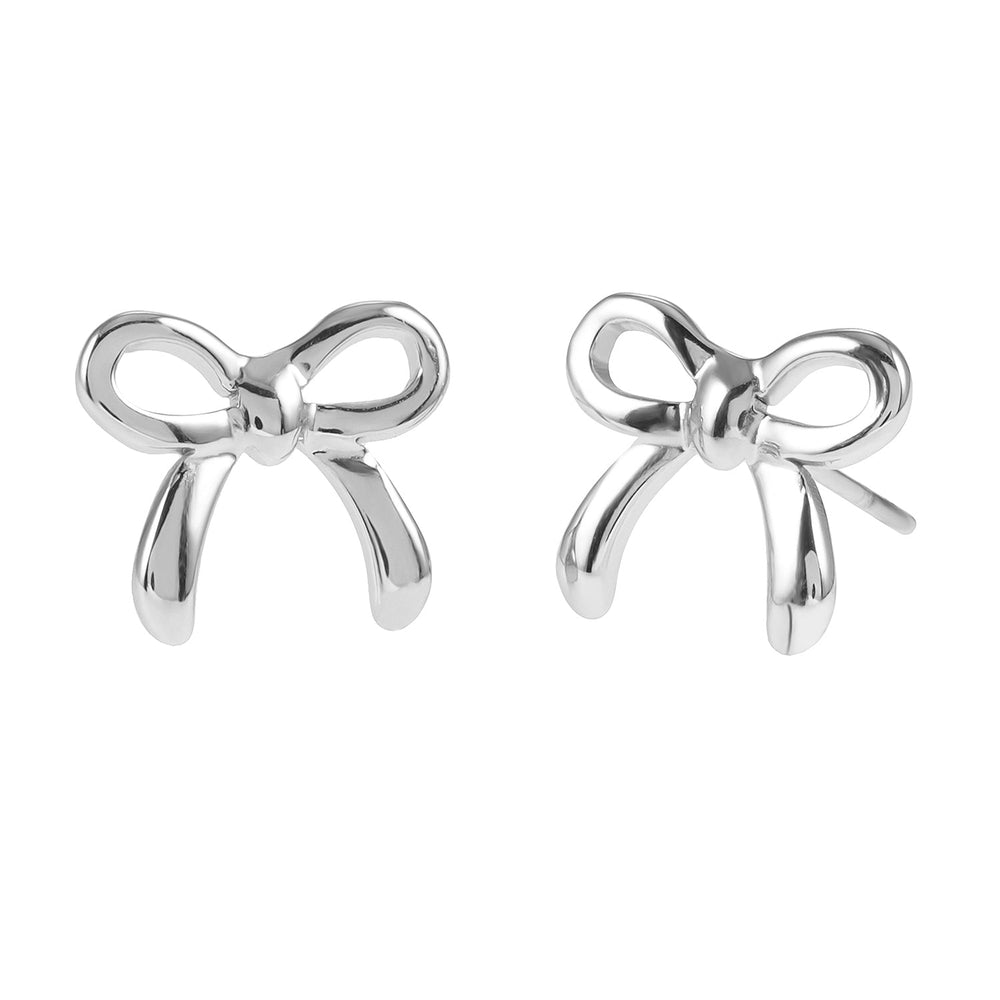 Boucles d'oreilles nœud argenté en or blanc