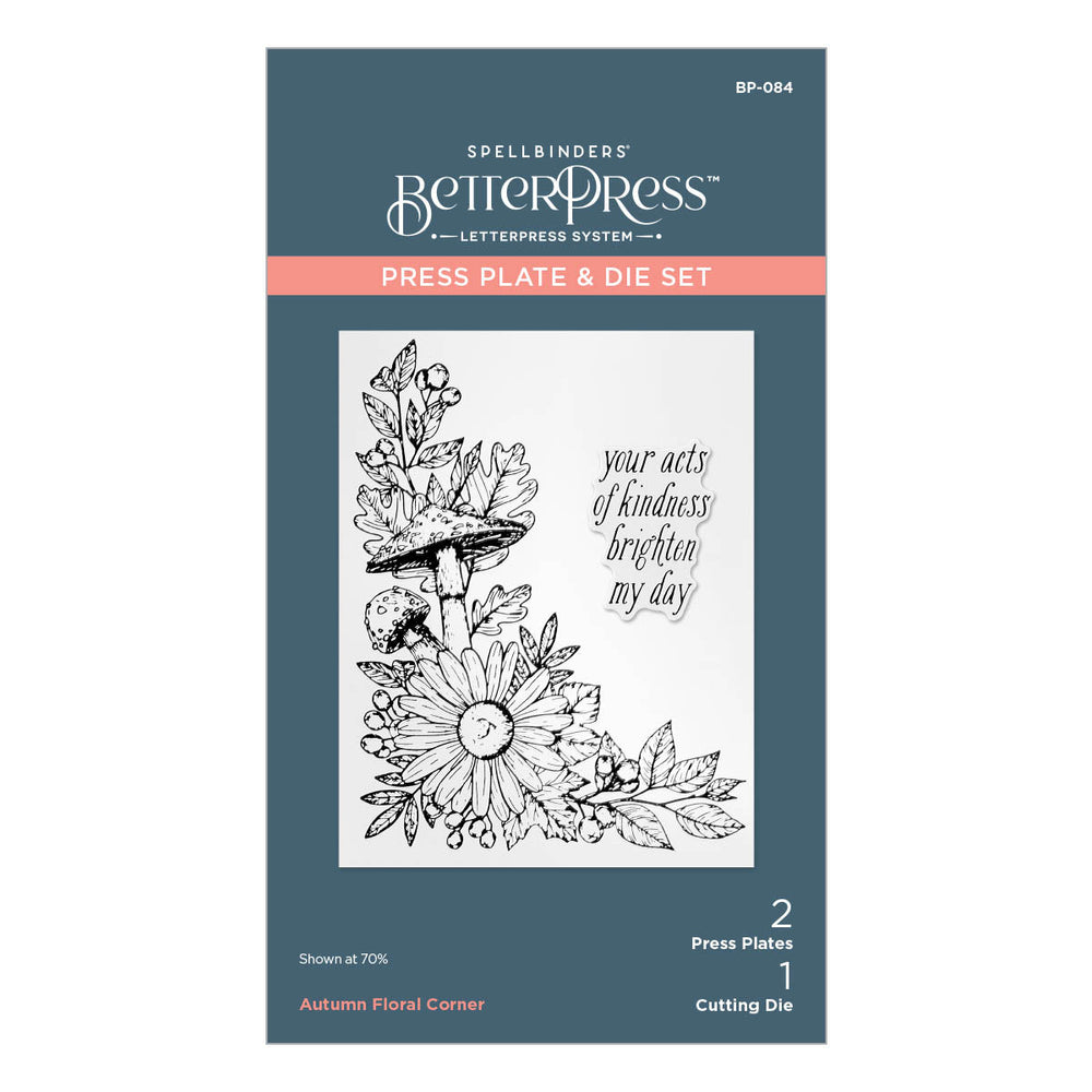 Autumn Floral Corner Press Plate & Die Set from the BetterPress Autumn Collection