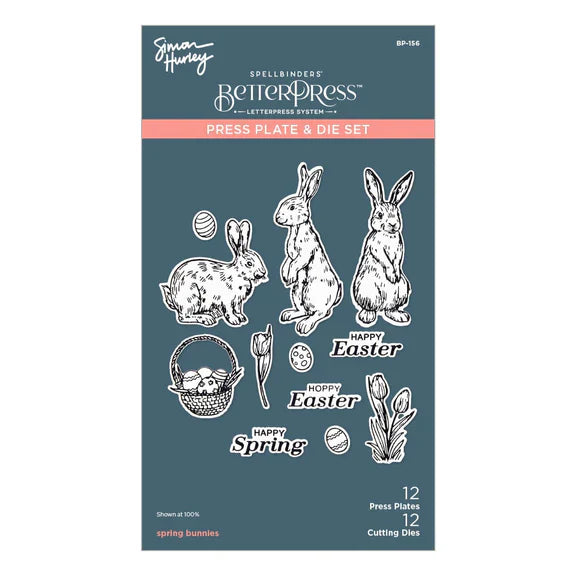 Ensemble de plaques et matrices "Bunnies Printaniers" de la Collection "Spring Sampler" par Simon Hurley