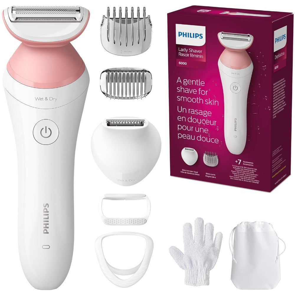 PHILIPS BRL146/00 Rasoir pour femme Série 6000 sans fil avec utilisation humide et sèche