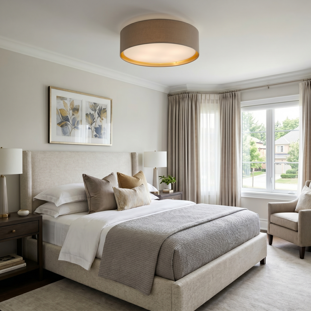 Lumière de plafond encastrée BILBAO en tissu doré pour chambre, couloir et salon