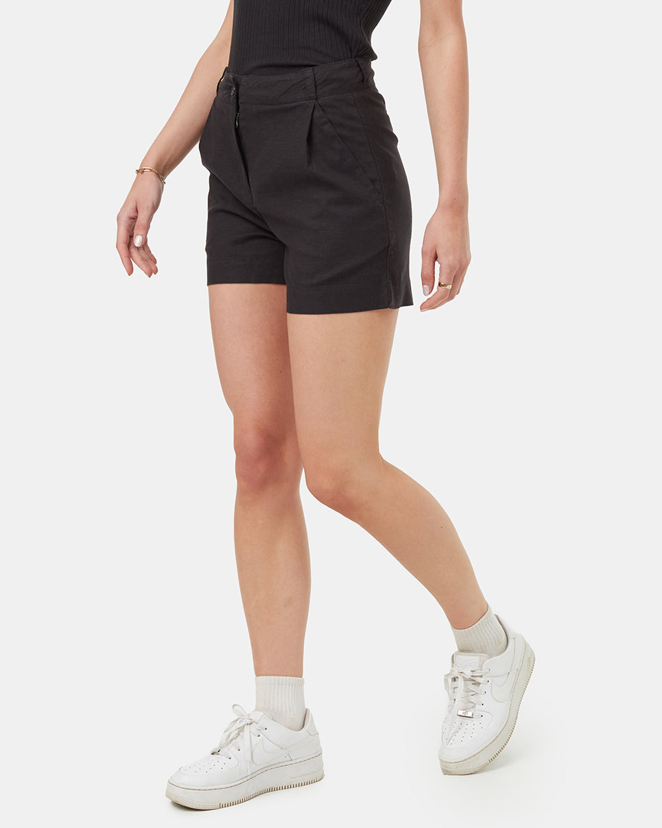 Short taille haute plissé
