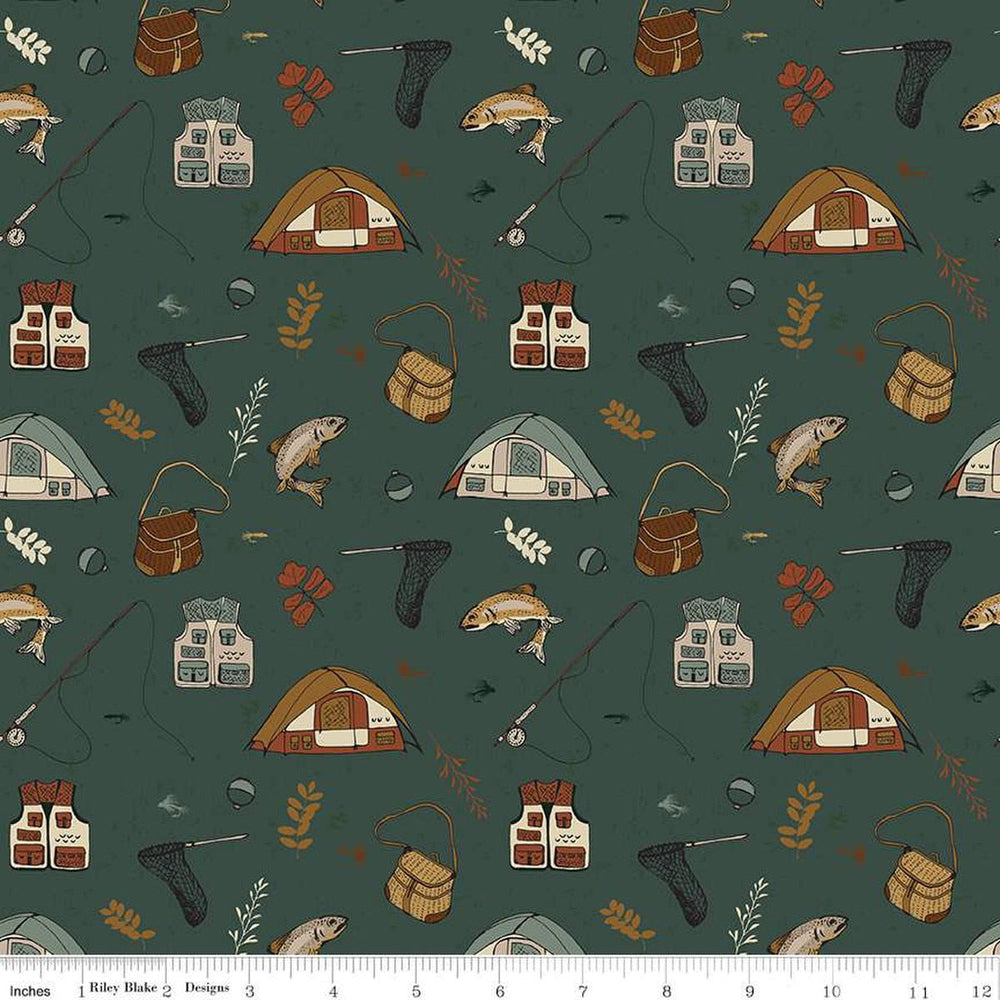 Riley Blake - Let's Wander - Gone Fishing Forêt - C16881-FOREST