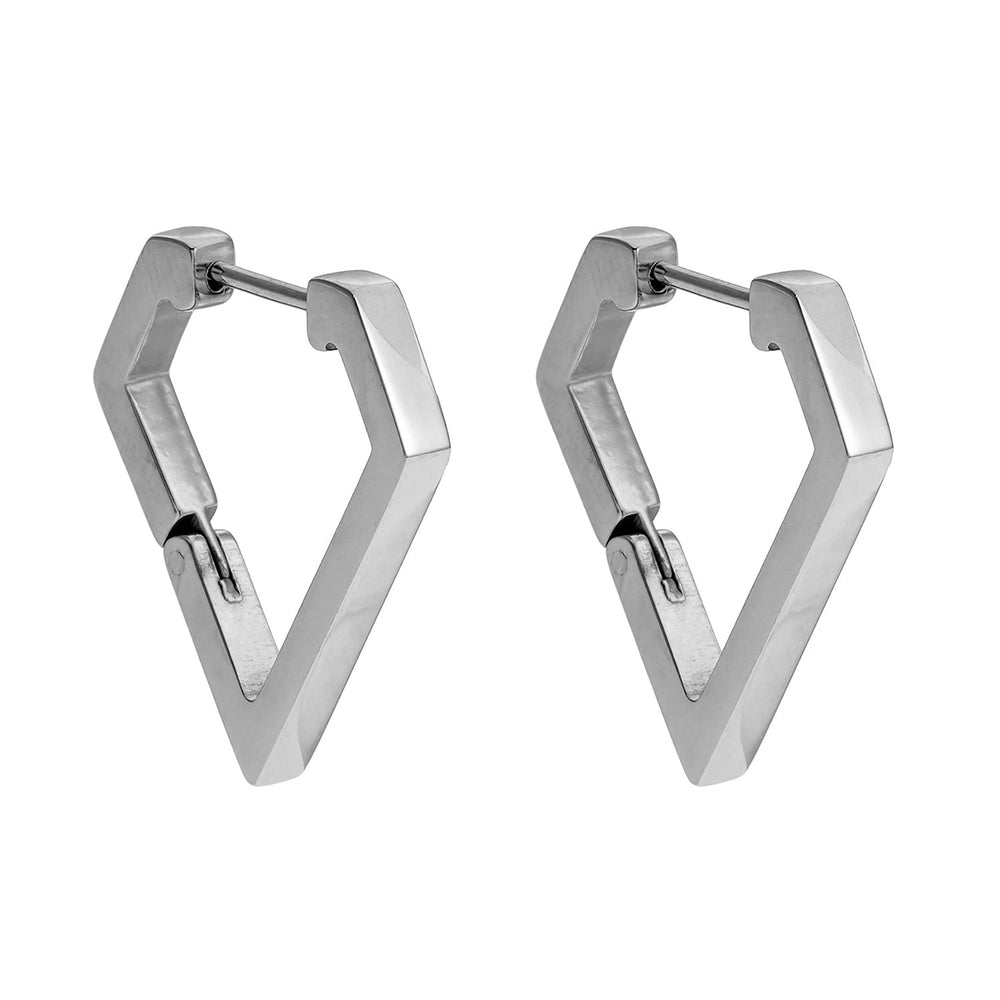 CAGLIARI : Boucles d'oreilles contemporaines en forme de triangle en or blanc (ton argenté)