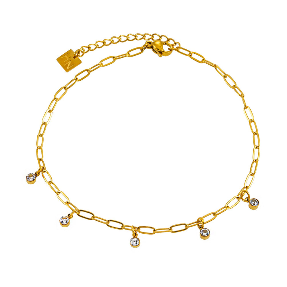 Bracelet CANARI : Chaîne mini trombone avec charms en zircone satellite