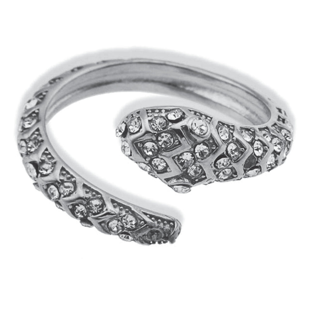 Bague CARMEN Or Blanc (Ton Argenté) : Design Serpent Ancien Incrusté de Zircon