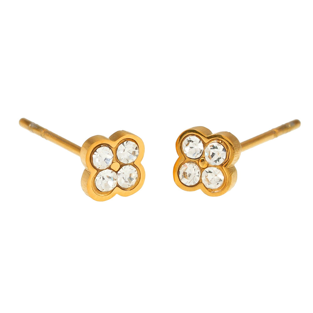 Boucles d'oreilles CATFORD Or : Mini Trèfle en Zircone (CZ)