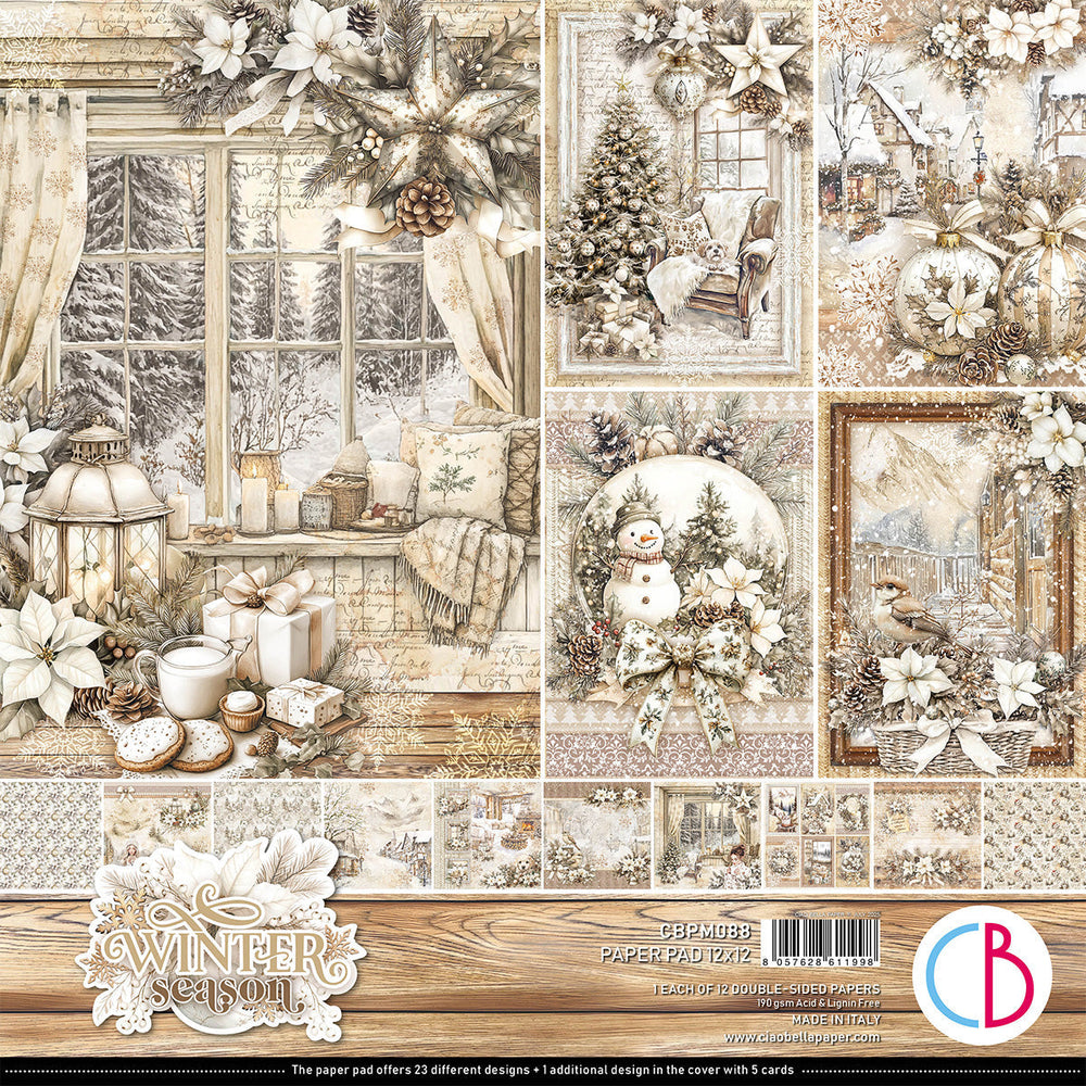 Bloc de papier Collection Hiver 30x30 cm 12 feuilles/paquet
