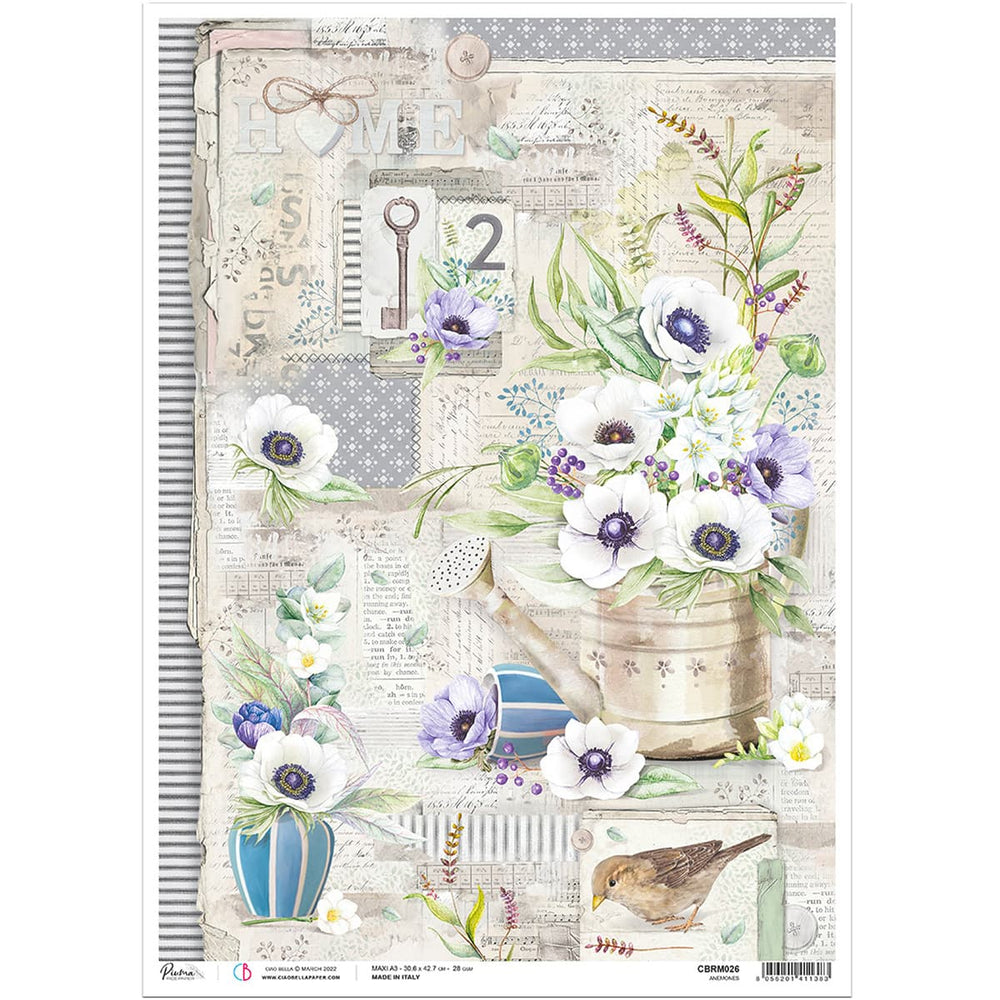 Ciao Bella Rice Paper A3 Anemones - 3 Sheets — Ecstasy Crafts