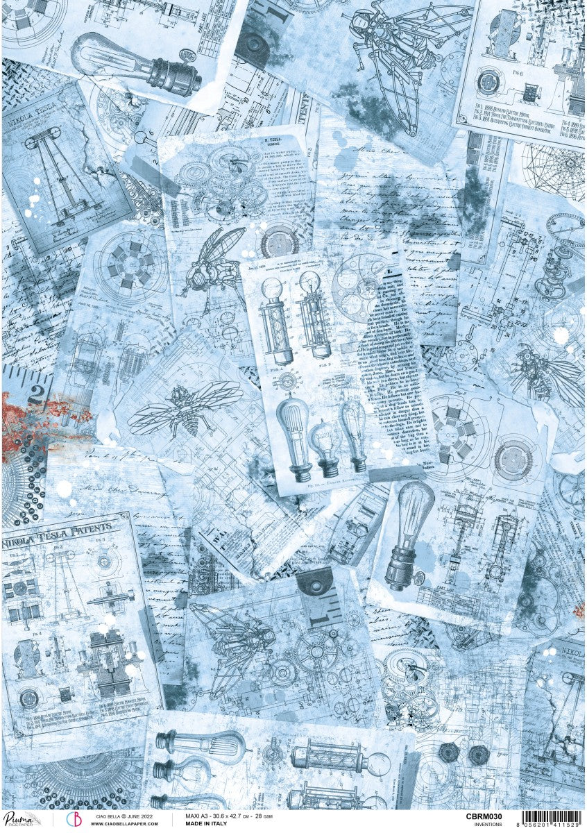 Ciao Bella Rice Paper A3 Piuma Inventions - 3 Sheets — Ecstasy Crafts