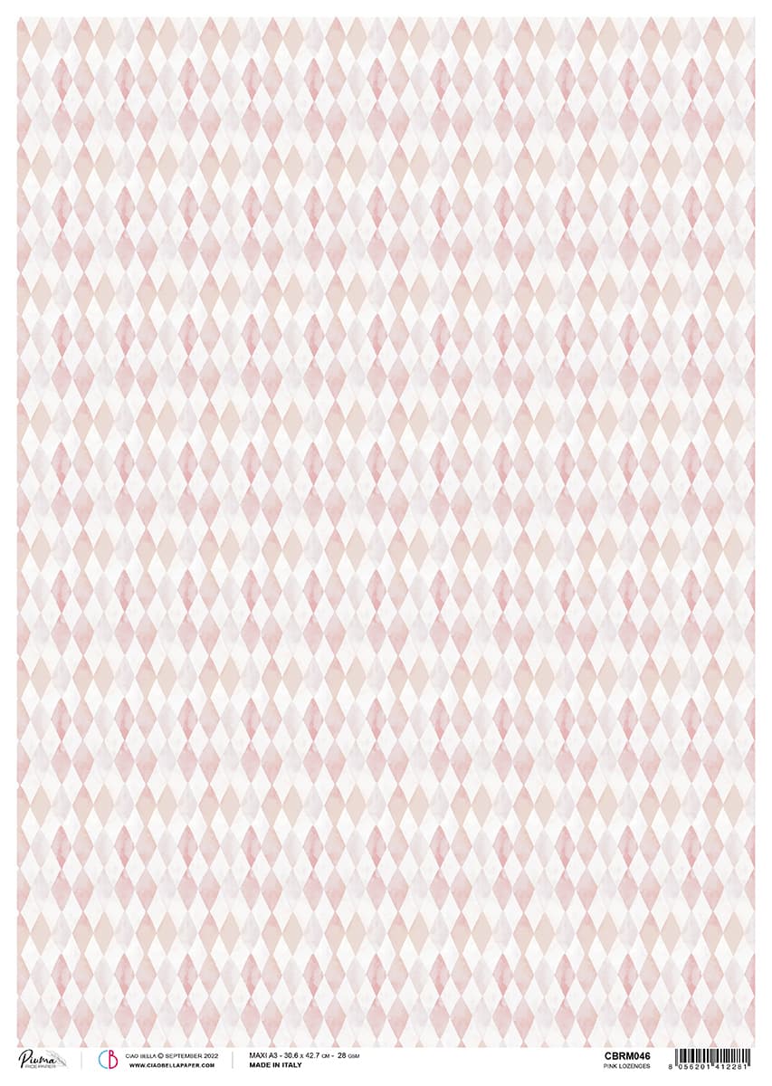 Papier de riz A3 Piuma Rose Lozenges - 3 feuilles