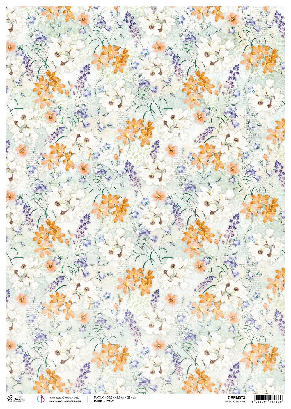 Ciao Bella Papier de Riz A3 Piuma Fleurs Magiques - 3 Feuilles