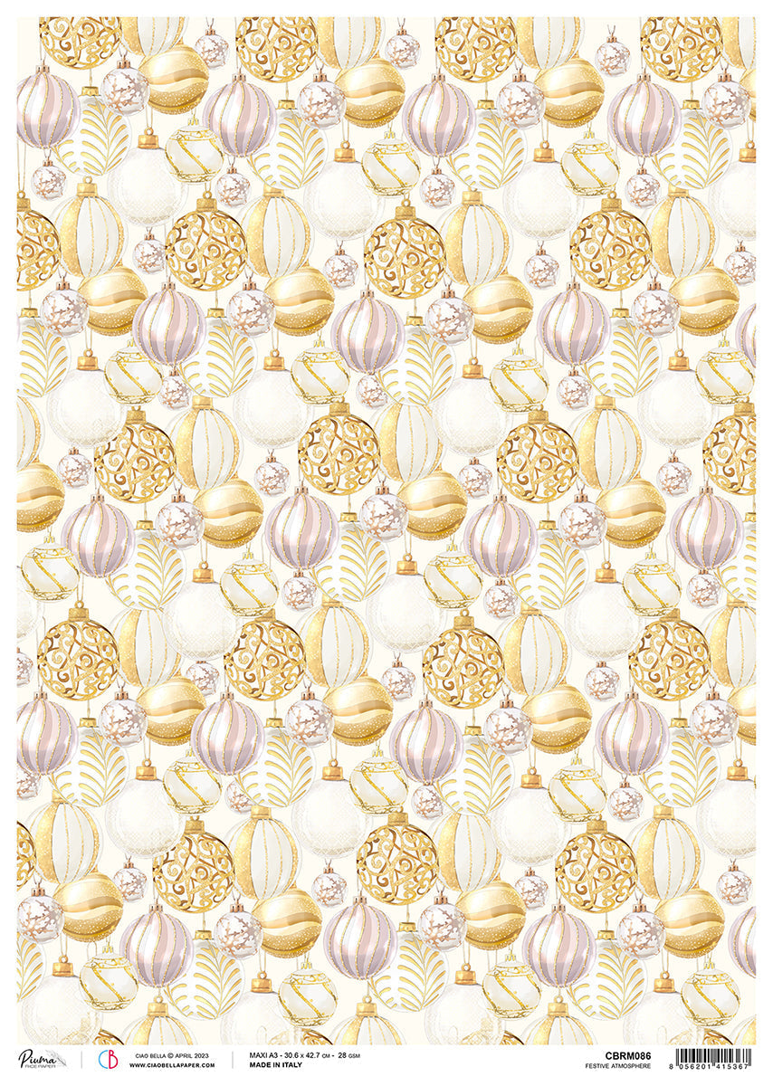 Ciao Bella Rice Paper A3 Piuma Festive Atmosphere - 3 Sheets — Ecstasy Crafts
