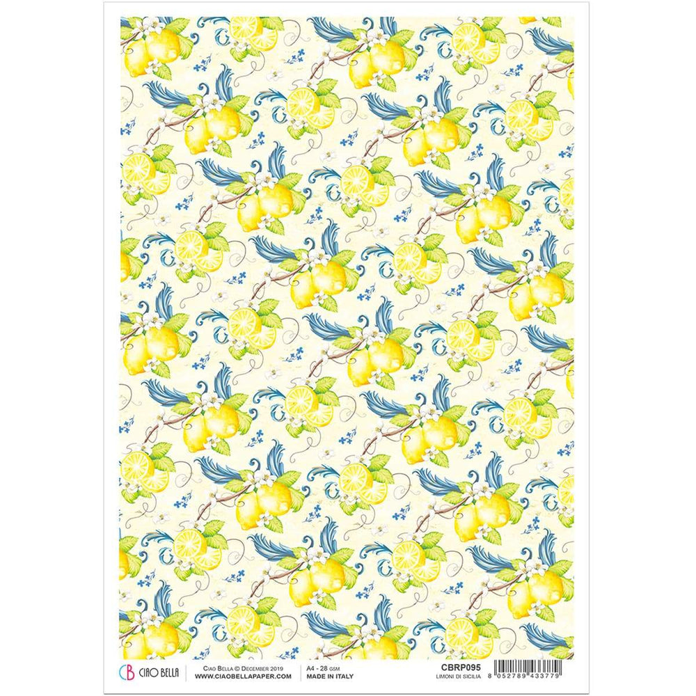 Ciao Bella Papier de Riz A4 Citrons de Sicile