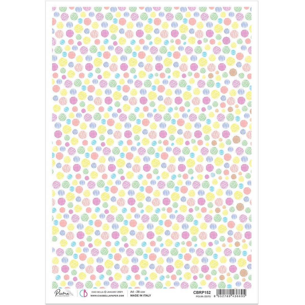 Ciao Bella Rice Paper A4 Polka Dots
