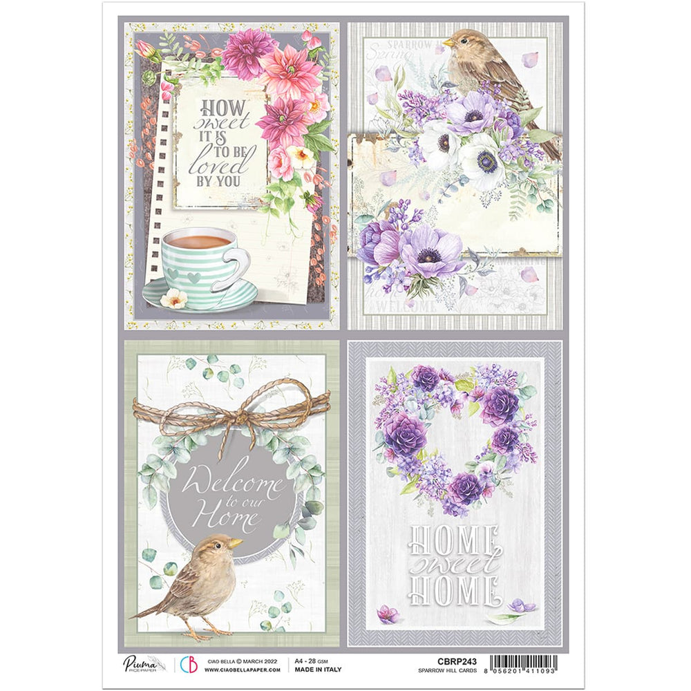 Ciao Bella Rice Paper A4 Sparrow Hill Cards — Ecstasy Crafts