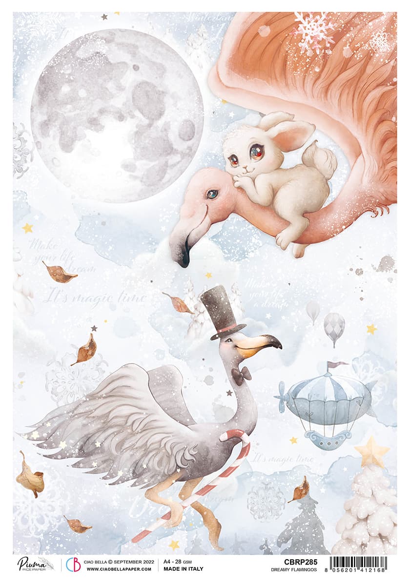 Rice Paper A4 Piuma Dreamy flamingos - 5 Sheets — Ecstasy Crafts