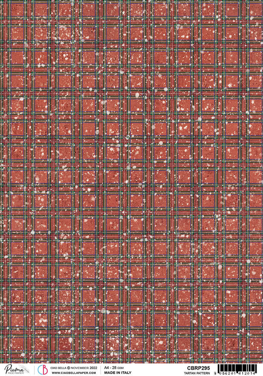 Rice Paper A4 Piuma Tartan Pattern - 5 Sheets — Ecstasy Crafts