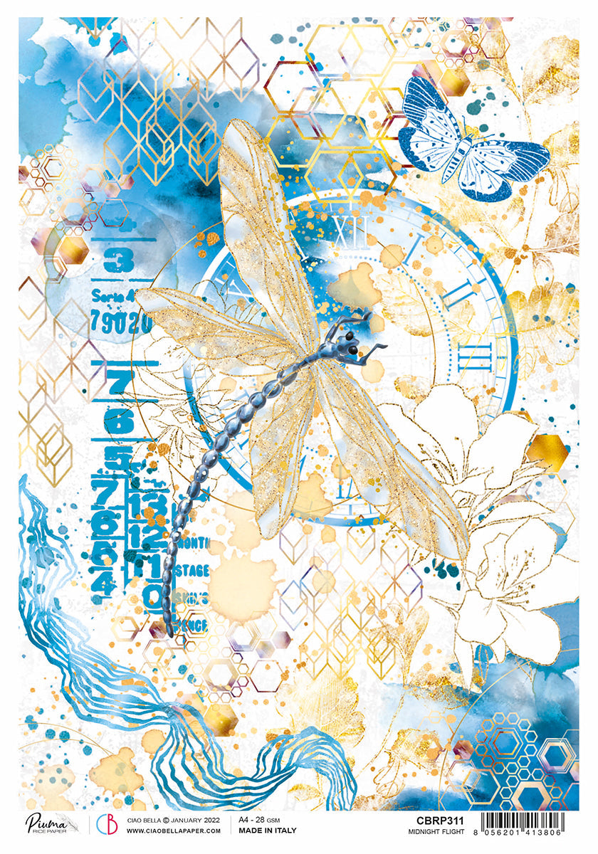 Rice Paper A4 Piuma Midnight flight - 5 Sheets — Ecstasy Crafts