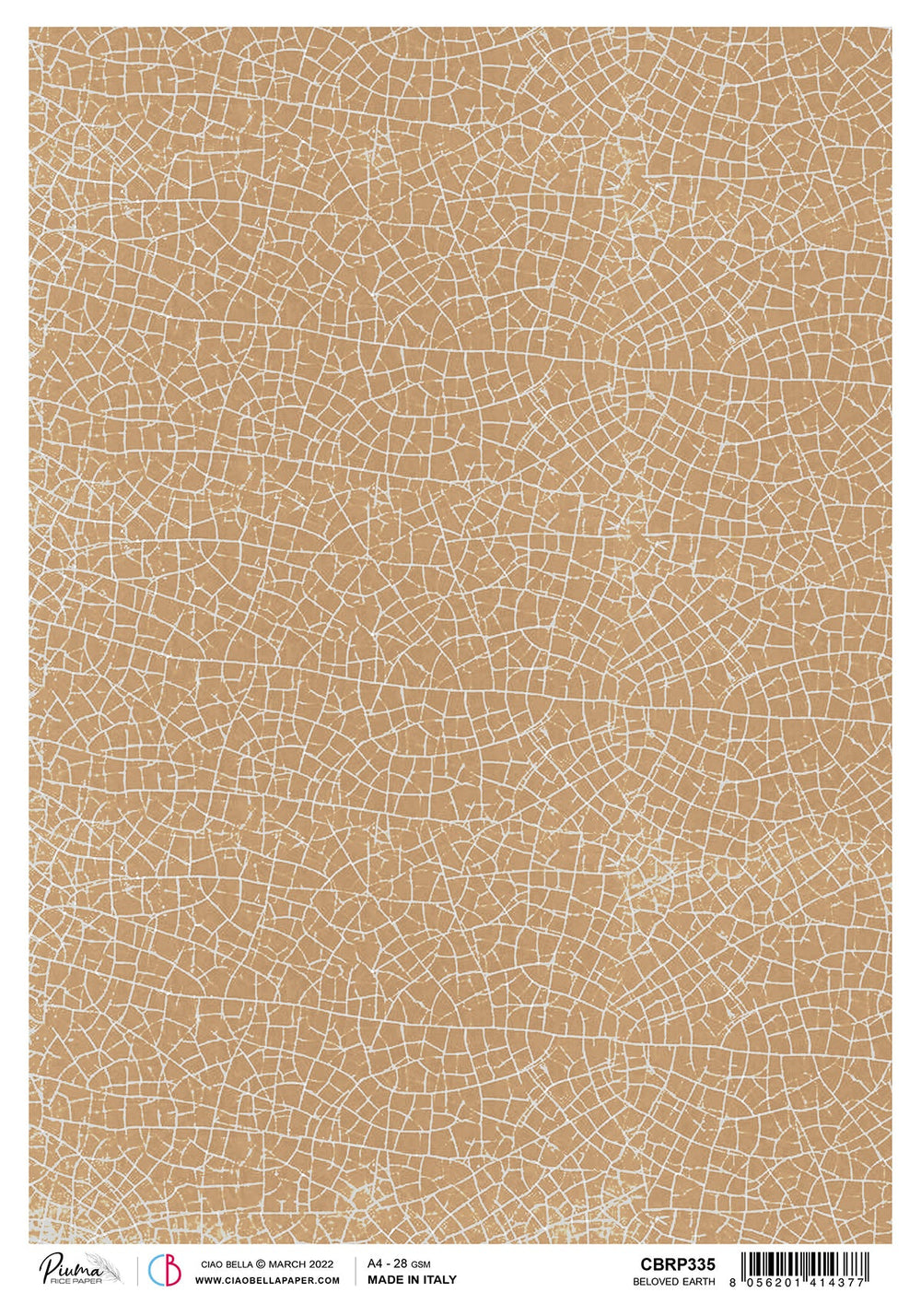 Ciao Bella Papier de Riz A4 Piuma Beloved Earth - 5 Feuilles