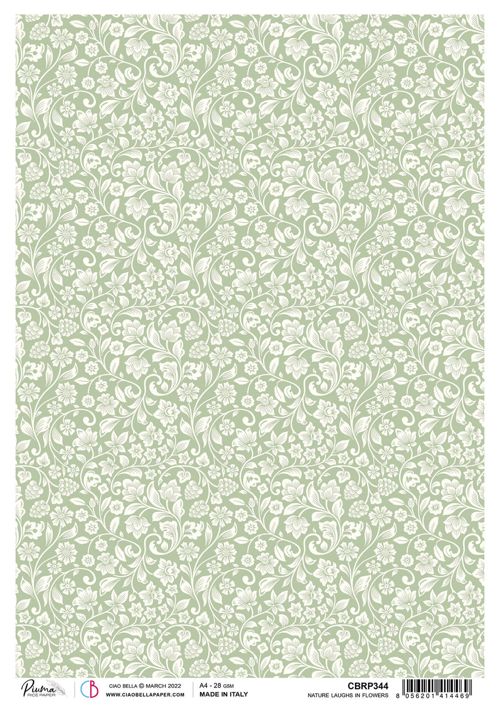 Ciao Bella Papier de Riz A4 Piuma Nature Laughs In Flowers - 5 feuilles