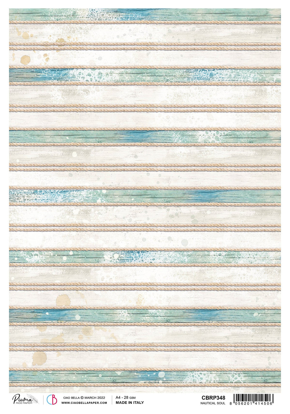 Ciao Bella Papier de Riz A4 Piuma Nautical Soul - 5 Feuilles