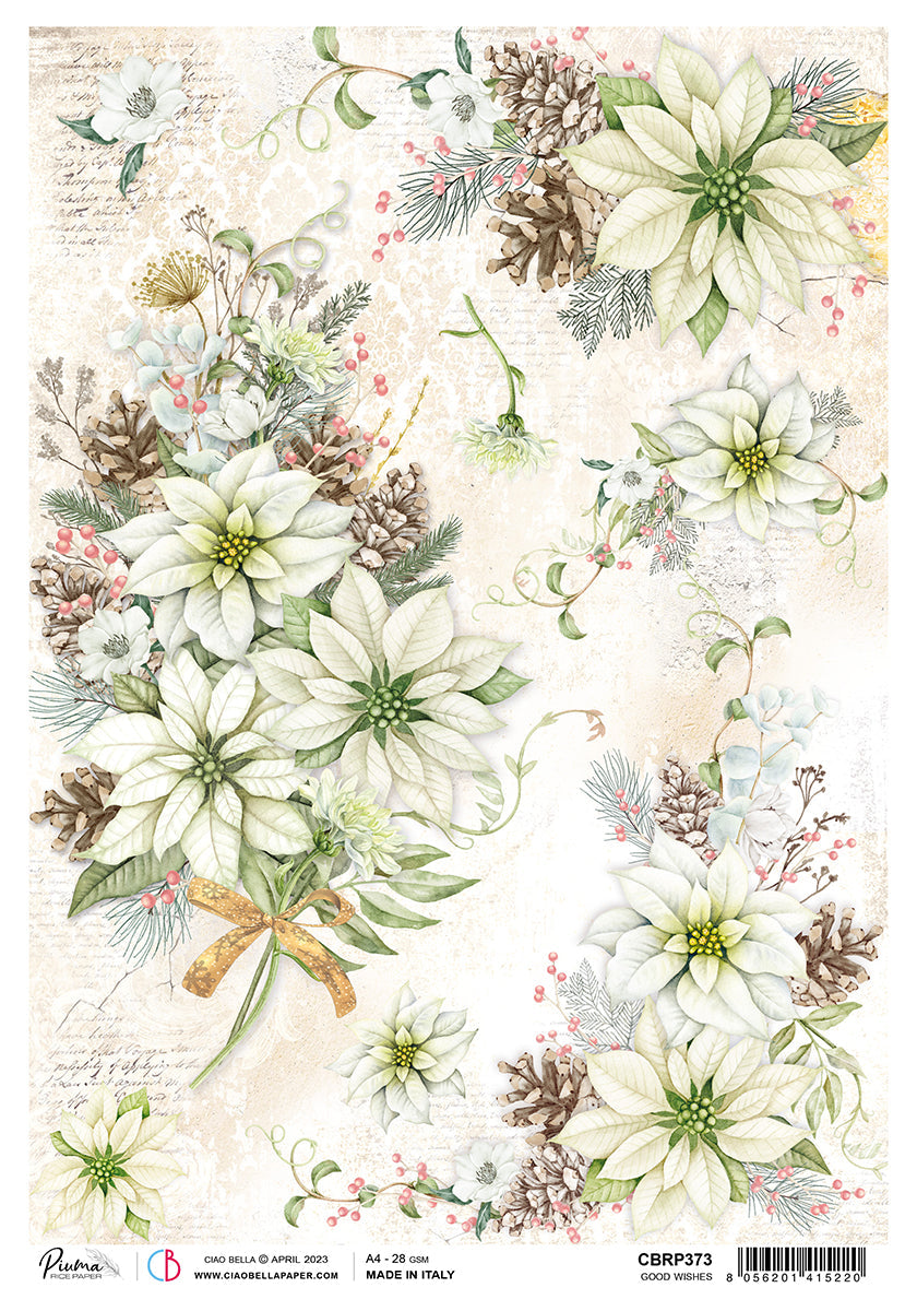 Ciao Bella Papier de Riz A4 Piuma Vœux - 5 Feuilles