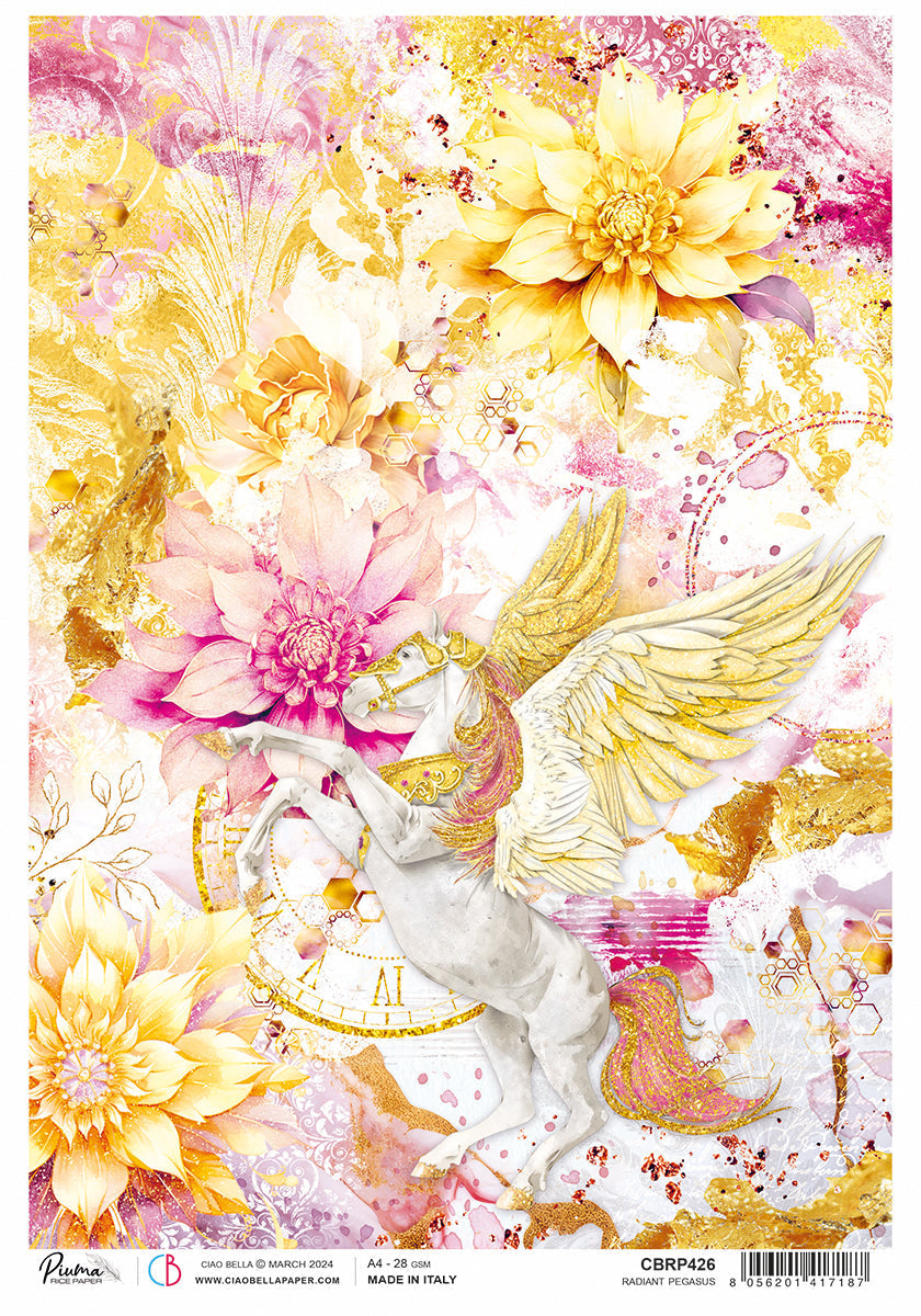 Papier de riz A4 Piuma Radiant Pegasus - 5 feuilles