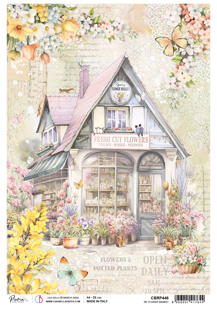 Rice Paper A4 My Flower Market - 5 Sheets — Ecstasy Crafts