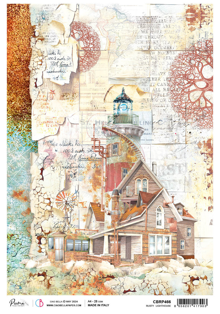 Rice Paper A4 Rusty Lighthouse - 5 Sheets — Ecstasy Crafts