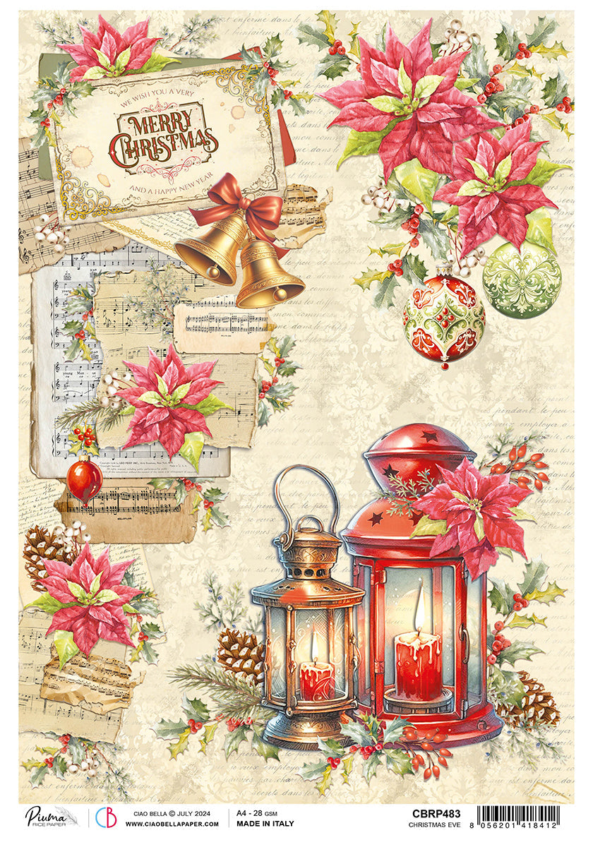 Rice Paper A4 Christmas Eve - 5 Sheets — Ecstasy Crafts