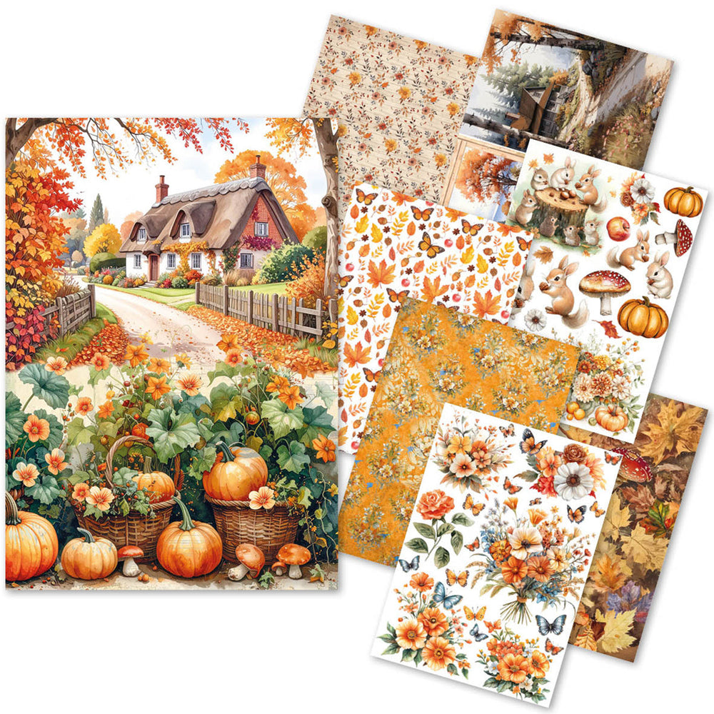 Papier de riz A5 ASSORTI 8/Paq Bonjour l'Automne