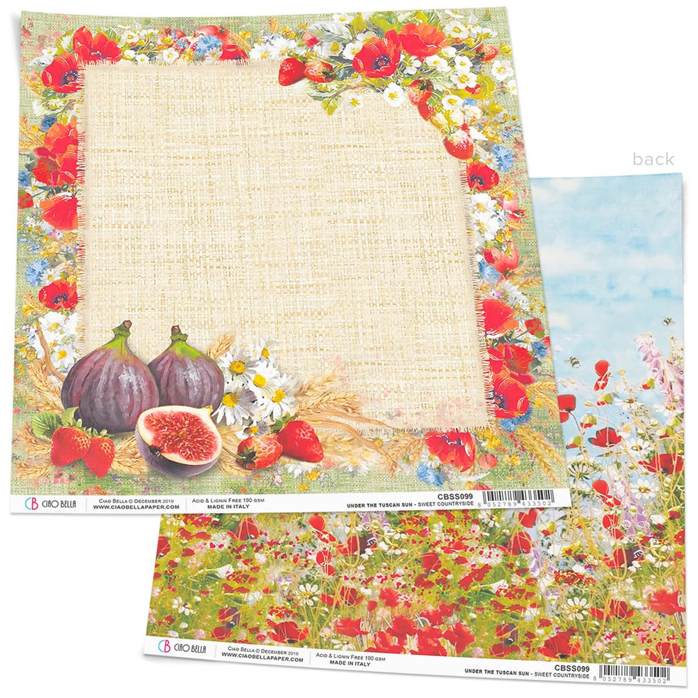 Ciao Bella Sweet Countryside Paper Sheet 12"x12" 1 Sheet — Ecstasy Crafts