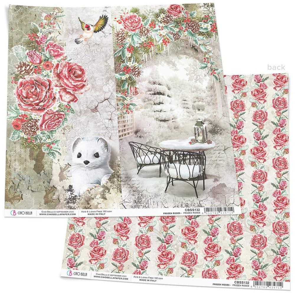 Ciao Bella Frozen Roses Feuille de papier 30,5 x 30,5 cm 1 feuille