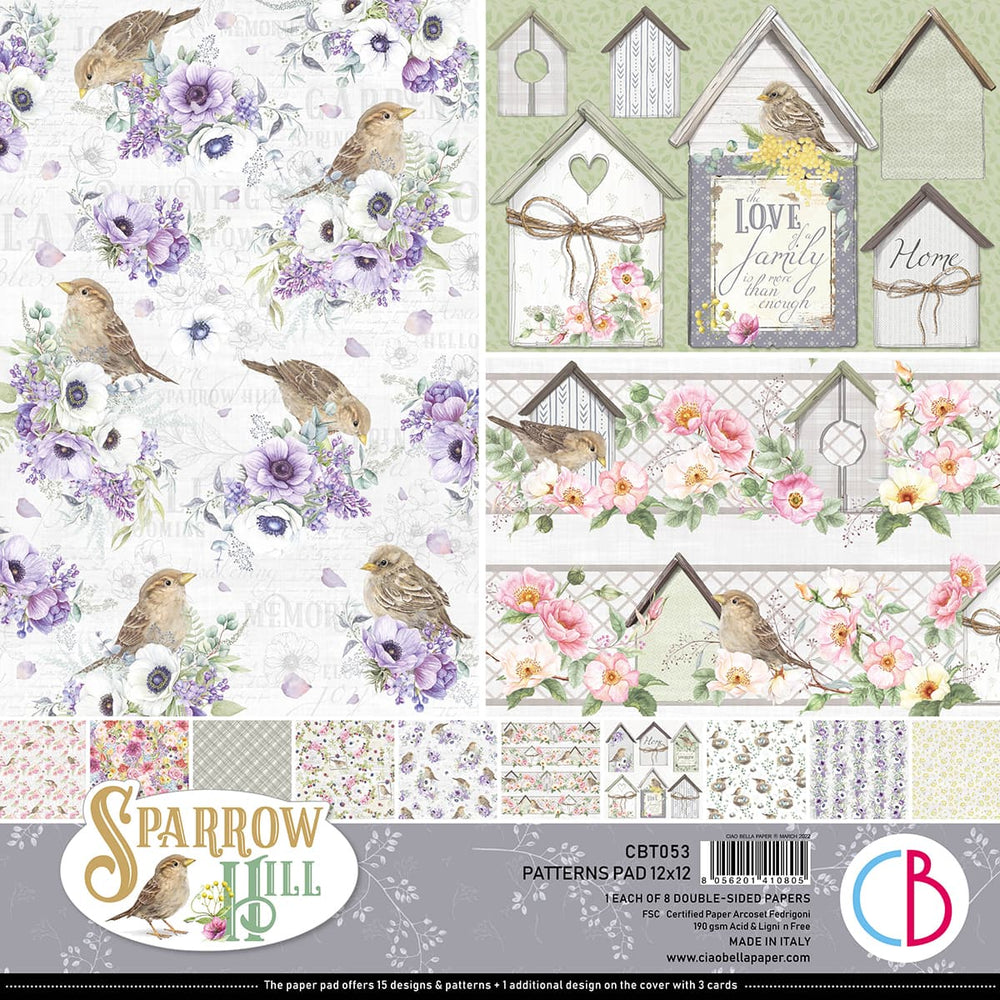 Ciao Bella Sparrow Hill Patterns Pad 12x12 8/Pkg — Ecstasy Crafts