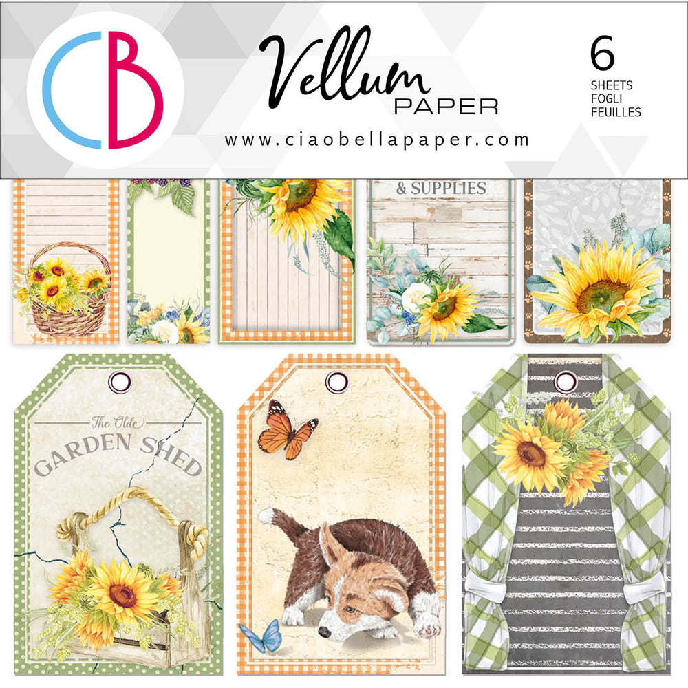Ciao Bella Vellum Farmhouse Garden Découpes à la main 15x15cm 6/Paquet