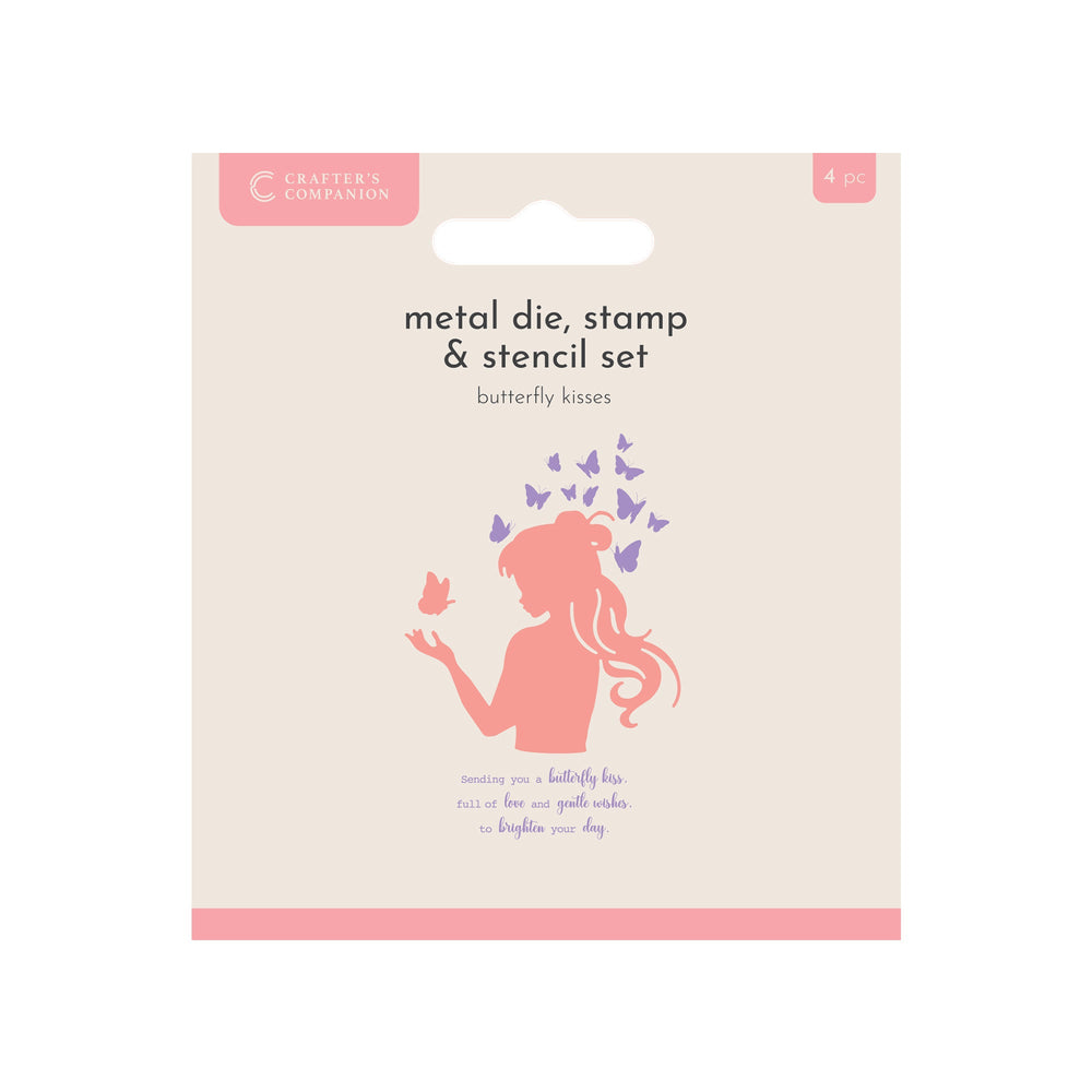 Crafters Companion Metal Die, Stamp & Stencil Set - Butterfly Kisses